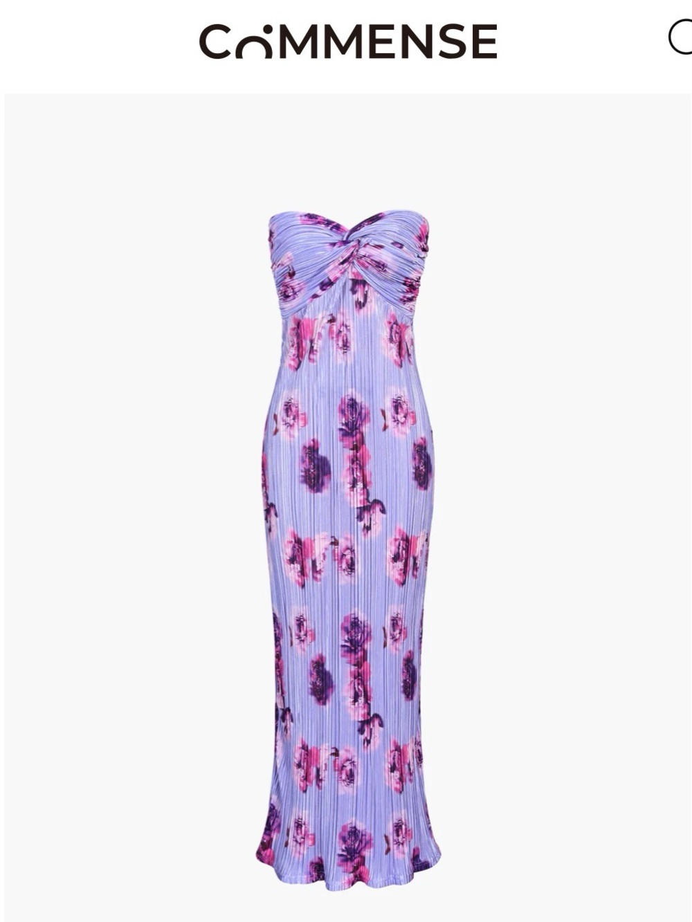 Commense Lavender Strapless Floral Column Gown